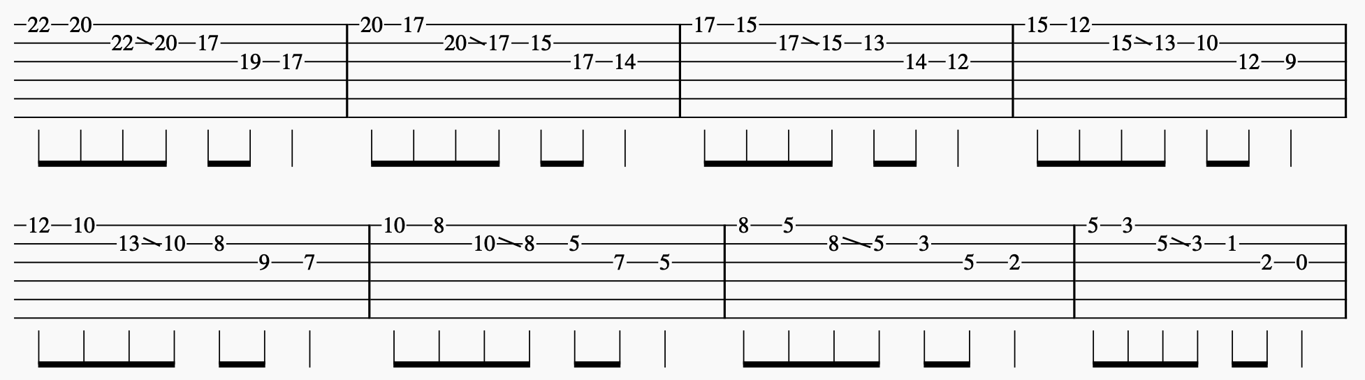Ex. 4b — Seven-note pattern on the GBE set, descending